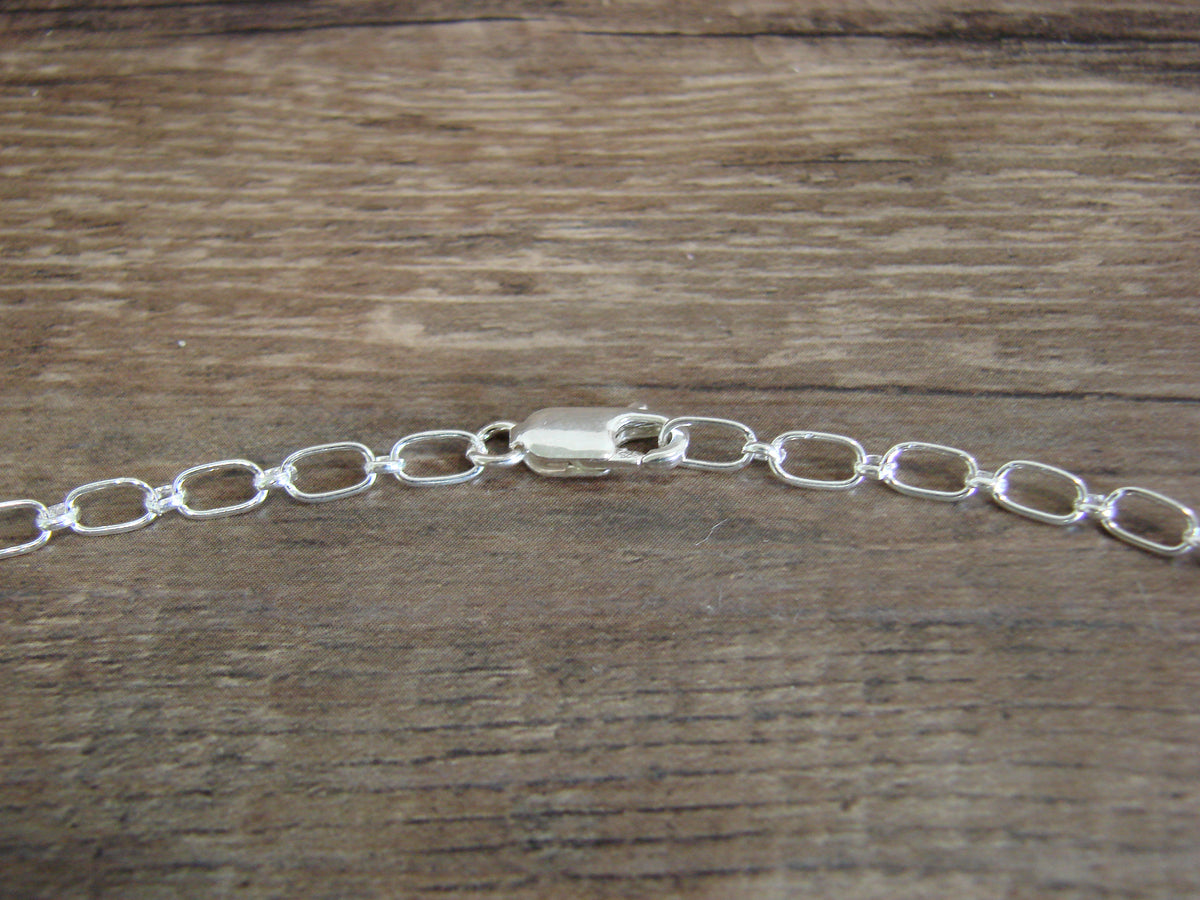 Native American Sterling Silver & Turquoise Floral Link Necklace - Burnside