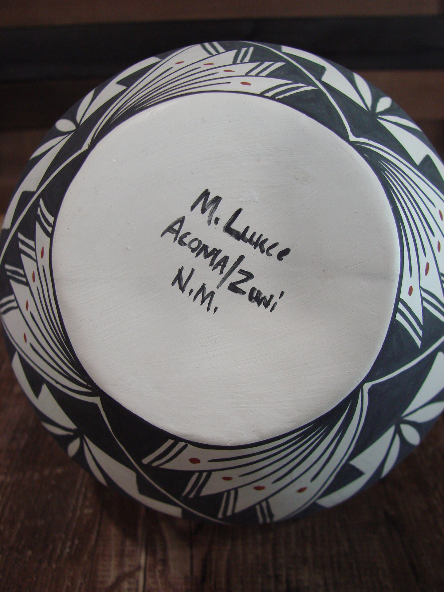 Native American Fine Line Hand Painted Wedding Vase by M. Lukee