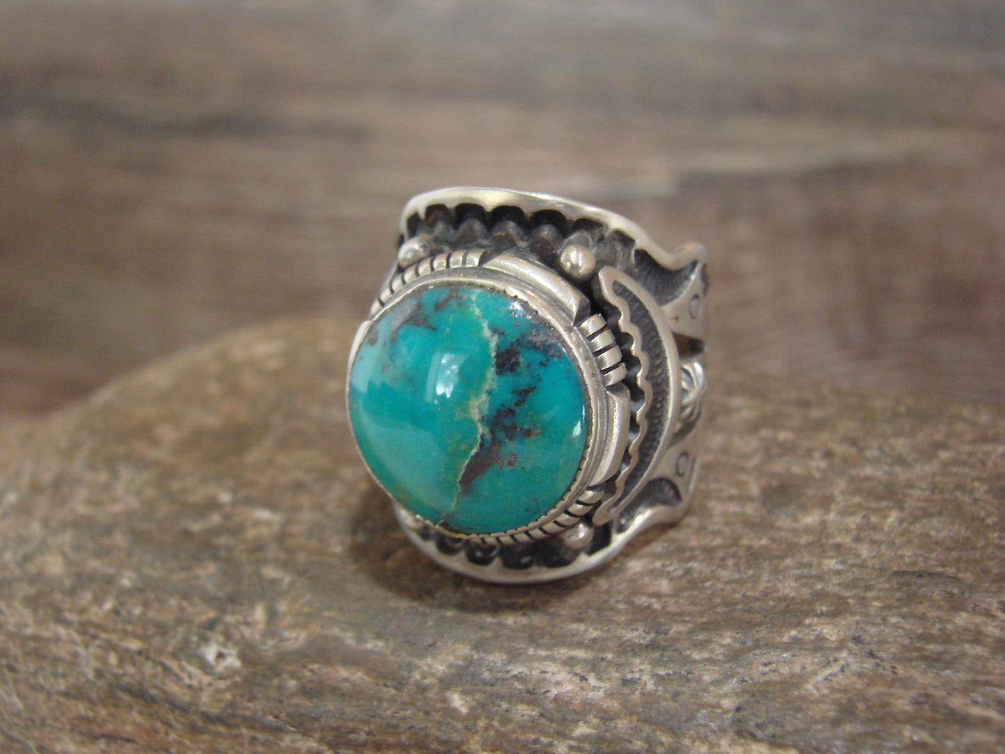Native American Sterling Silver & Turquoise Ring - Lee - Size 10