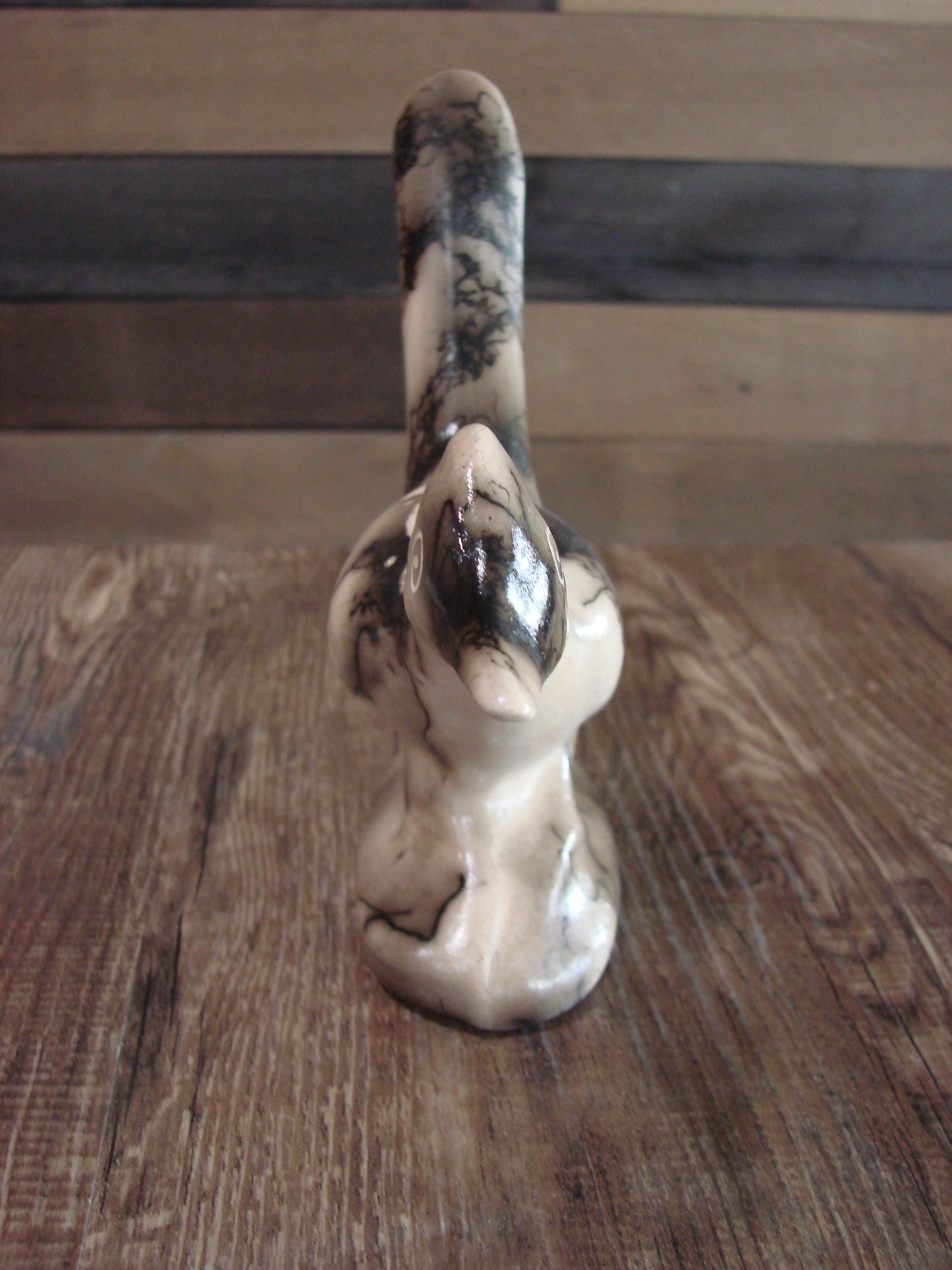 Native American Pottery Horse Hair Road Runner Sculpture by Vail