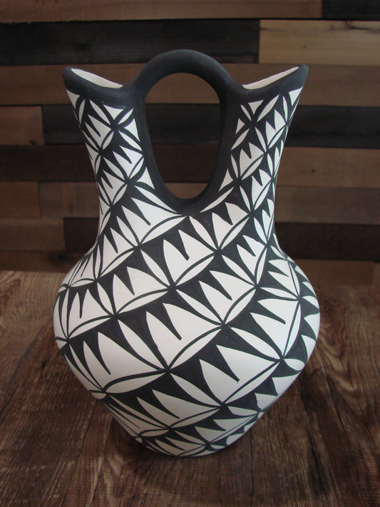 Native American Fine Line Hand Painted Wedding Vase by M. Lukee