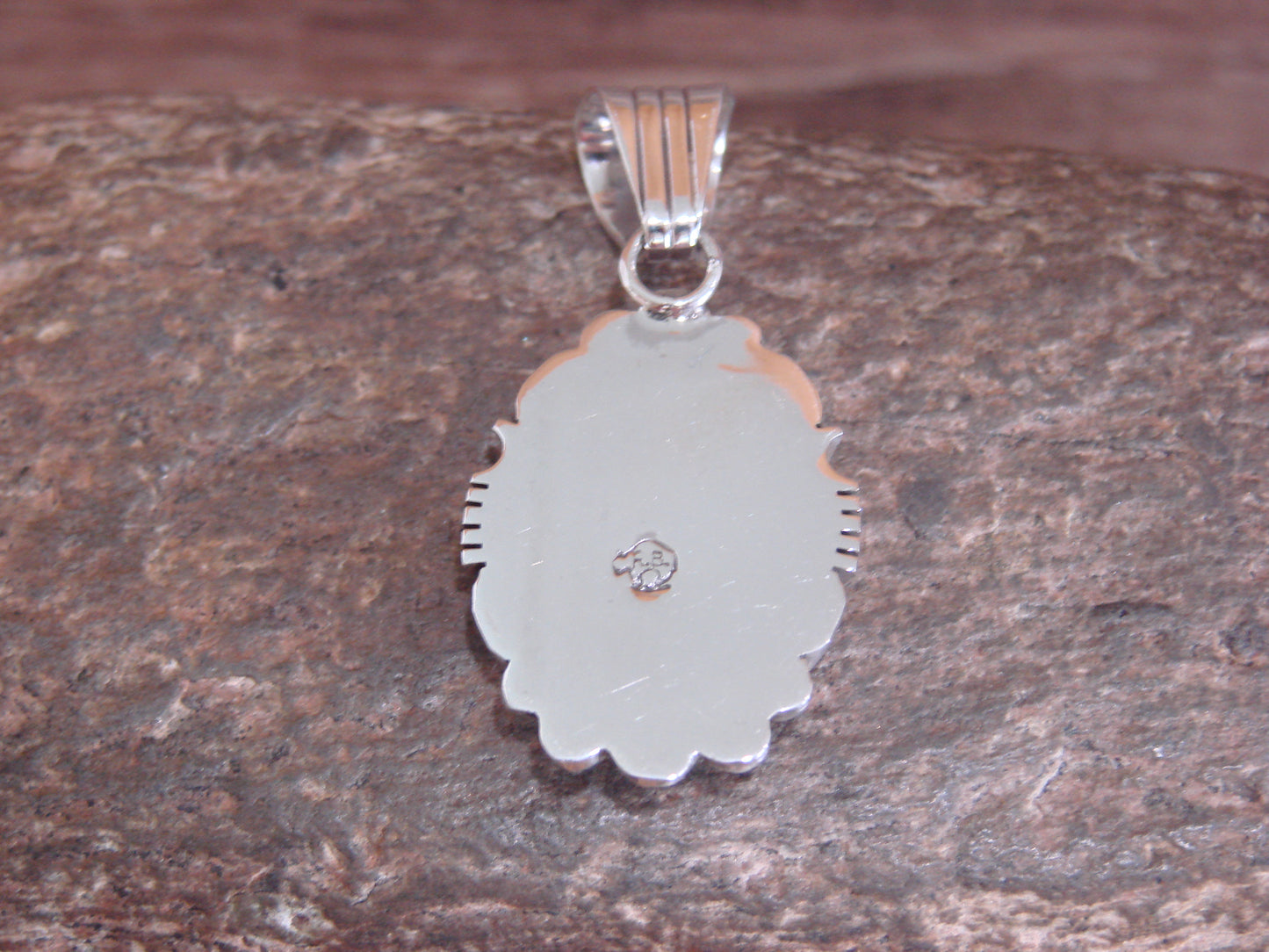 Native American Sterling Silver & Kingman Turquoise Pendant - Benally