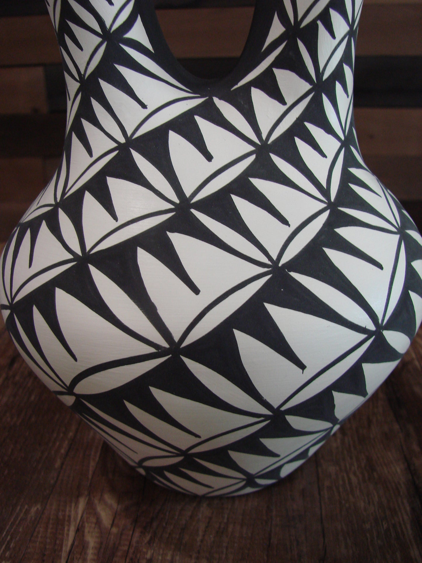 Native American Fine Line Hand Painted Wedding Vase by M. Lukee