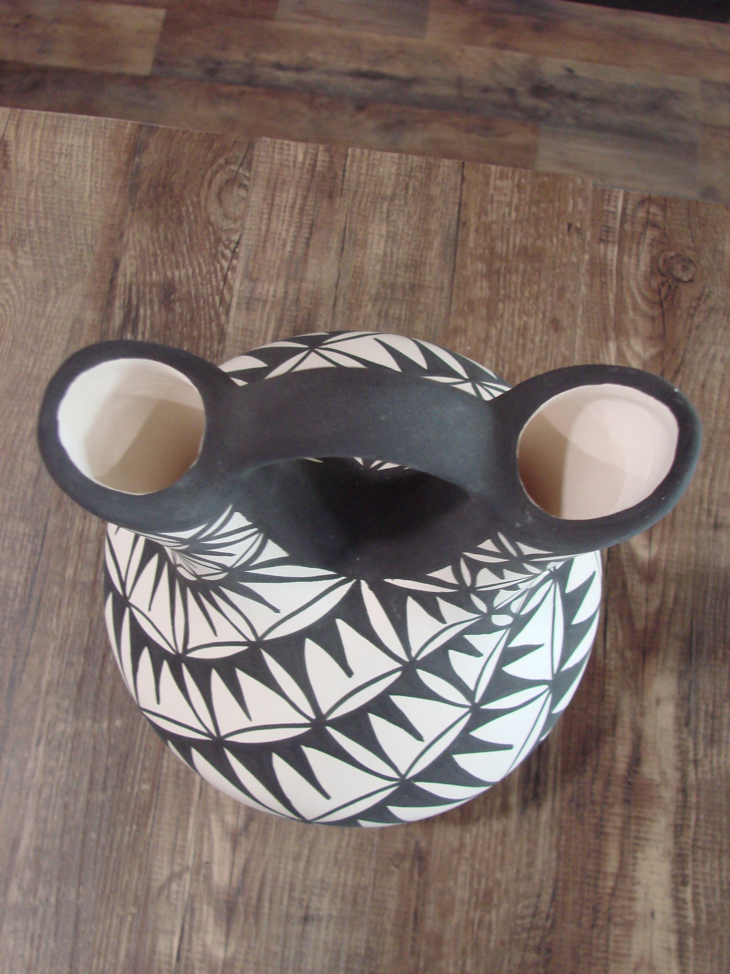 Native American Fine Line Hand Painted Wedding Vase by M. Lukee