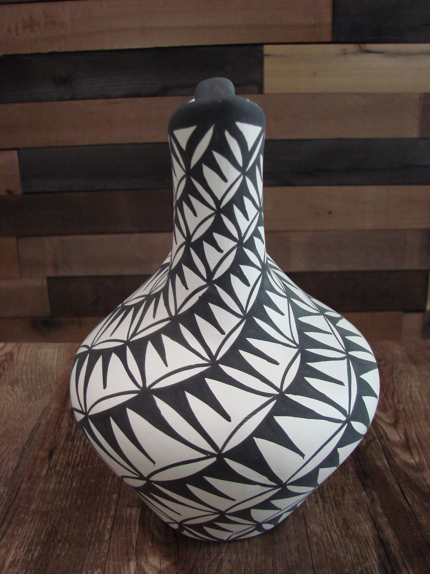 Native American Fine Line Hand Painted Wedding Vase by M. Lukee