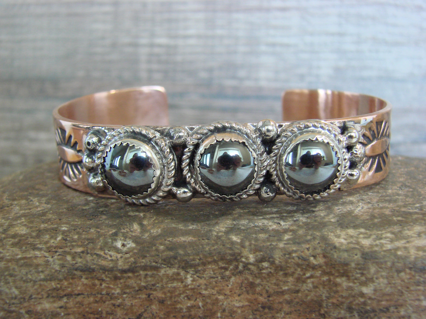 Native American Copper & Hematite Bracelet by Cleveland