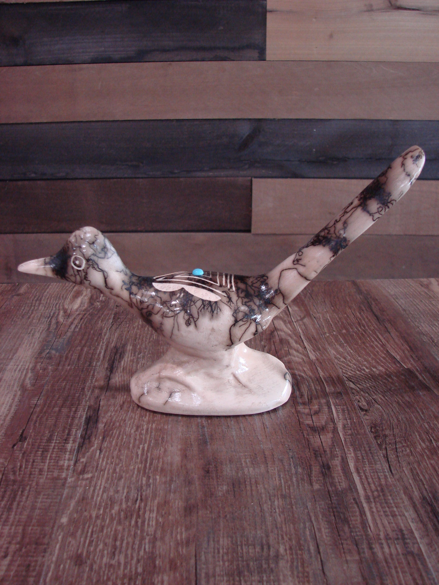 Native American Pottery Horse Hair Road Runner Sculpture by Vail