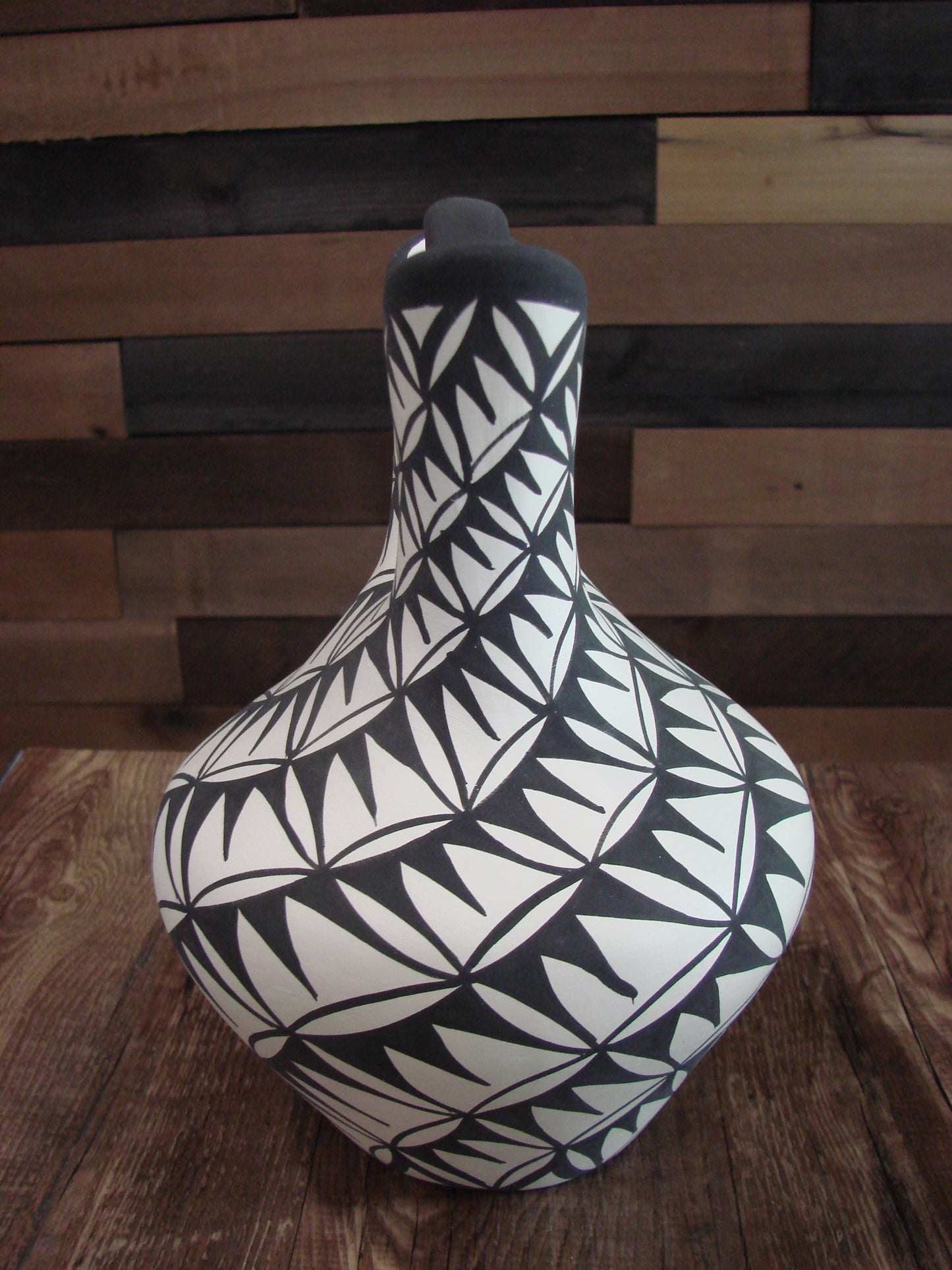 Native American Fine Line Hand Painted Wedding Vase by M. Lukee