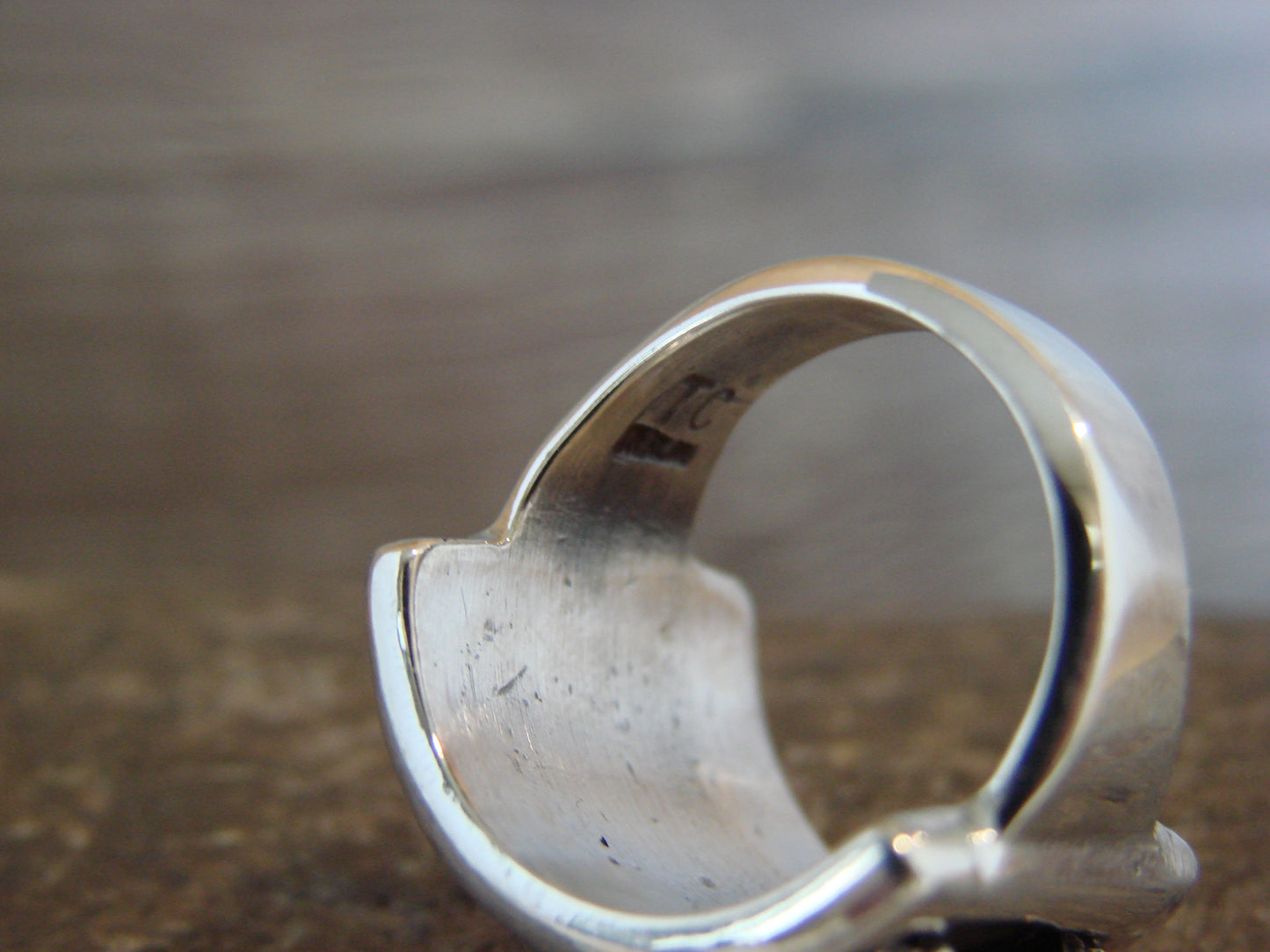 Native American Sterling Silver Ribbed Melon Ring by Thomas Charley - Size 7