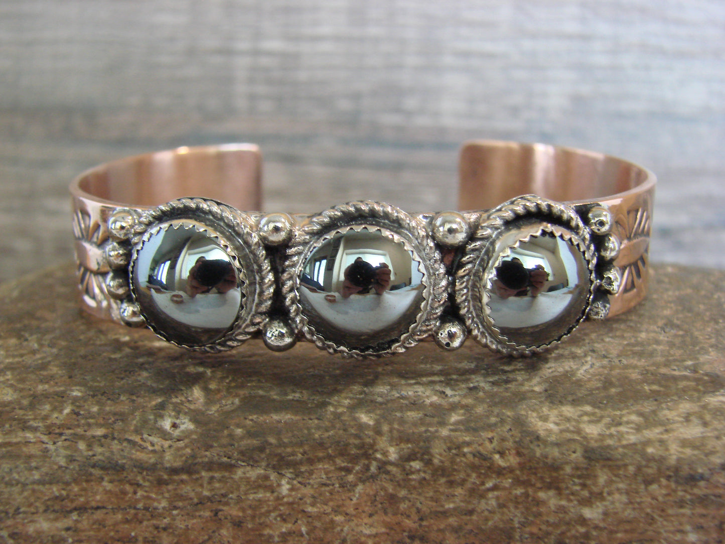 Native American Copper & Hematite Bracelet by Cleveland