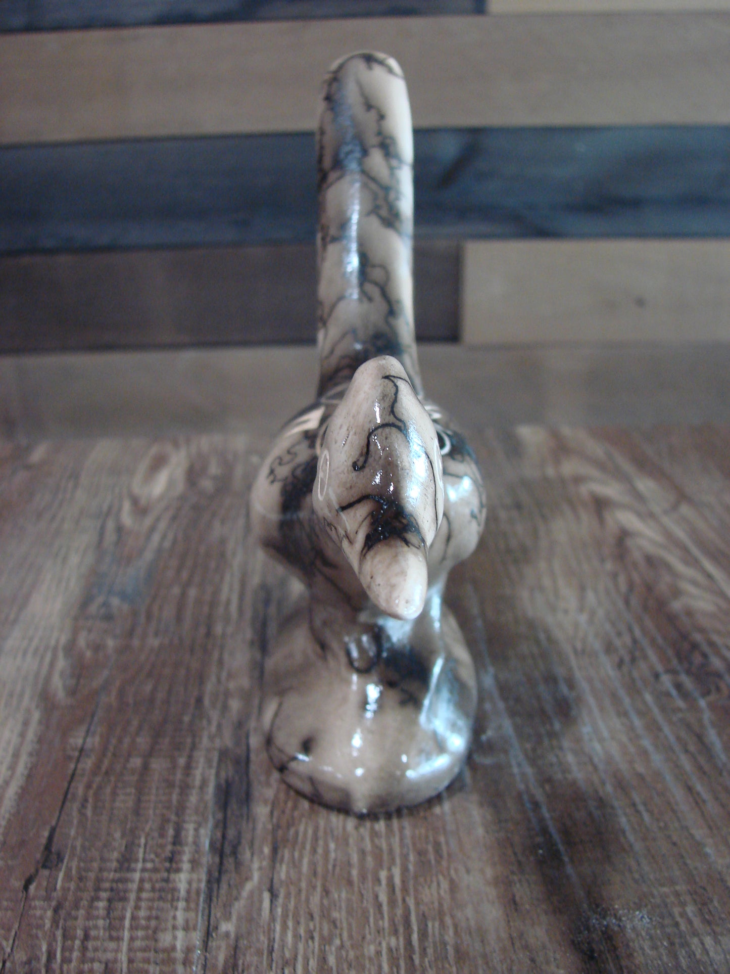 Native American Pottery Horse Hair Road Runner Sculpture by Vail