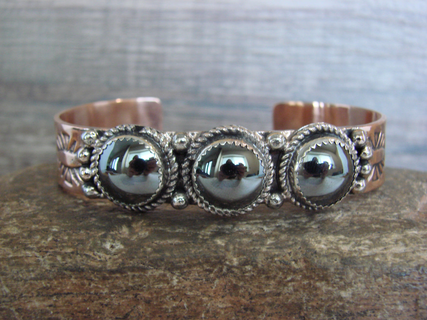 Native American Copper & Hematite Bracelet by Cleveland