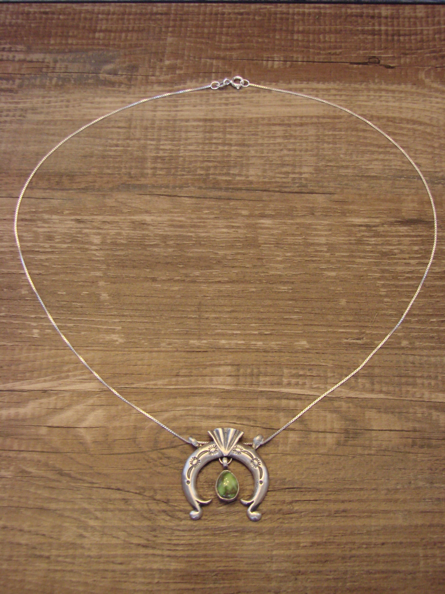 Native American Sterling Silver & Turquoise Naja Necklace by Shorty