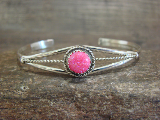 Native American Sterling Silver Pink Opal Bracelet - Spencer
