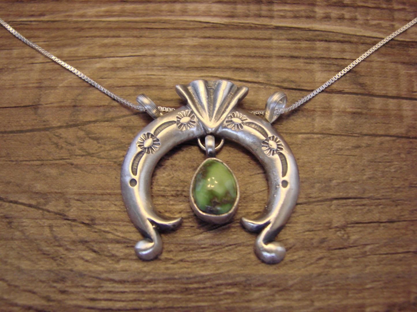 Native American Sterling Silver & Turquoise Naja Necklace by Shorty