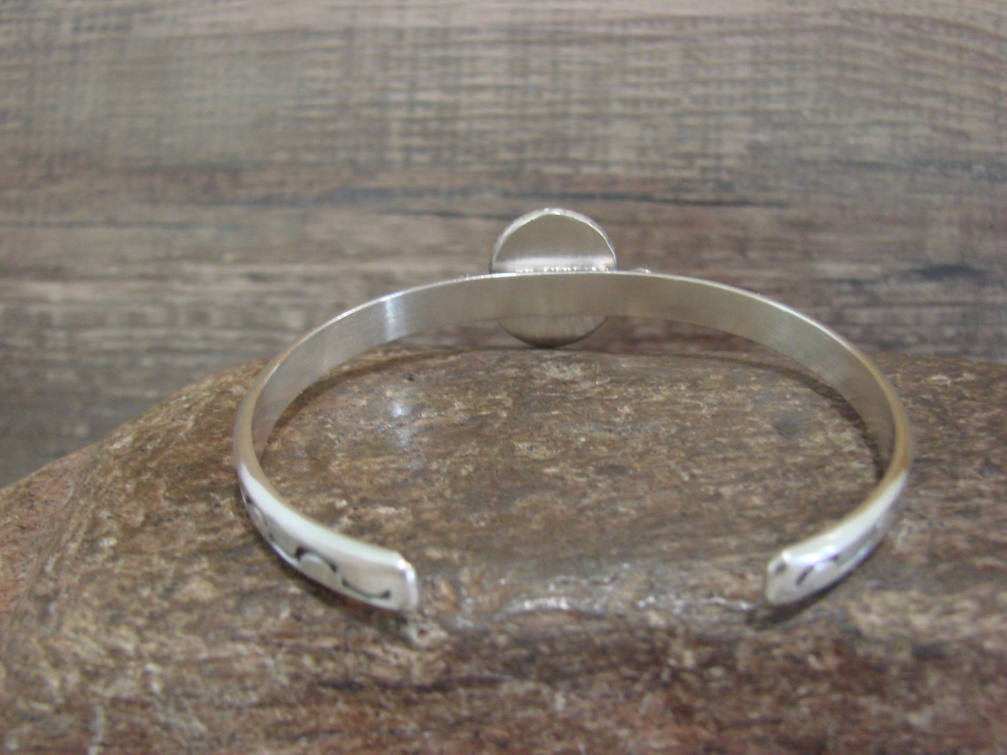 Native American Sterling Silver & Sonoran Turquoise Bracelet Signed SY