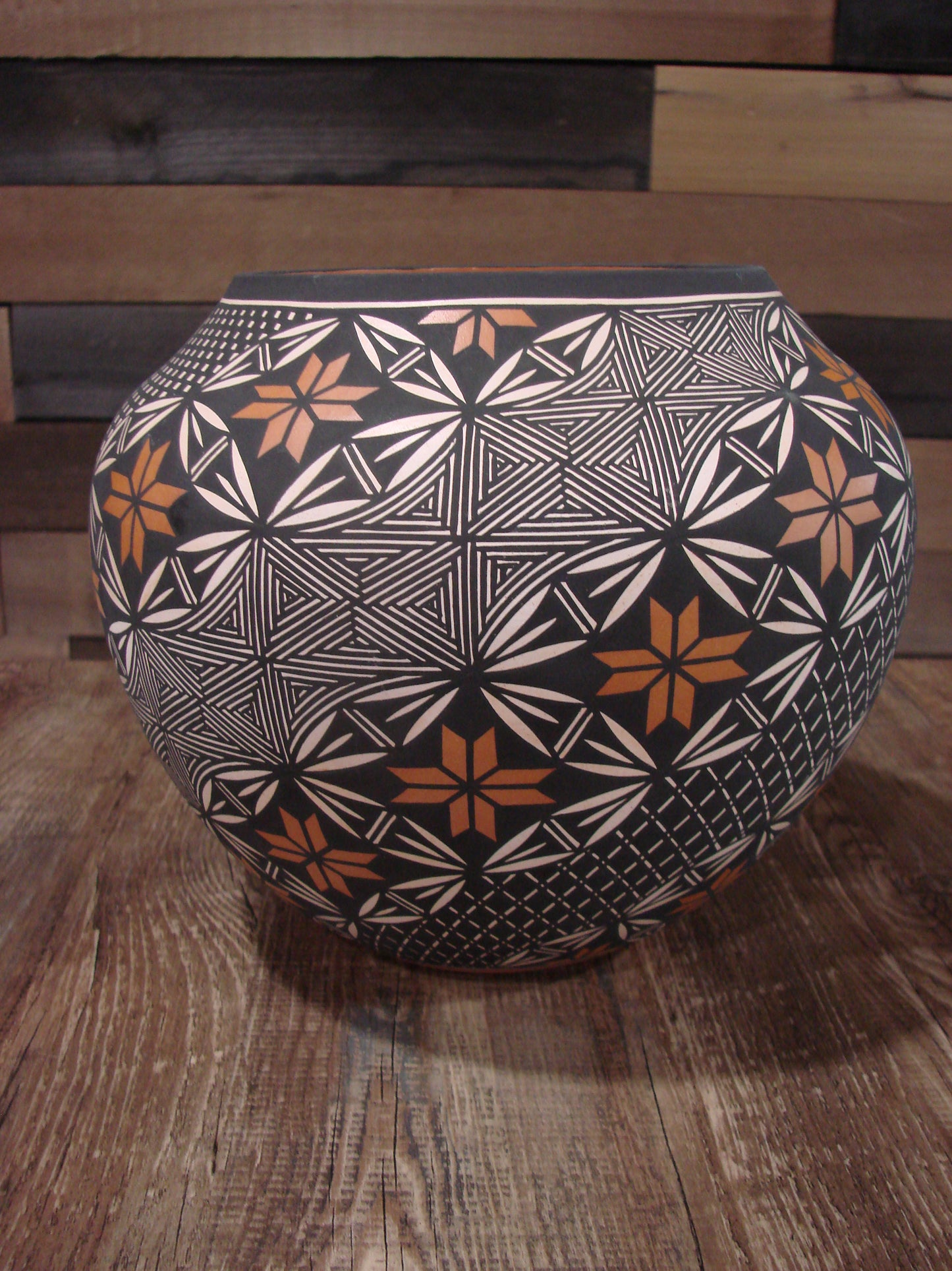 Native American Fine Line Hand Coiled Pottery by Terrance Chino Sr.