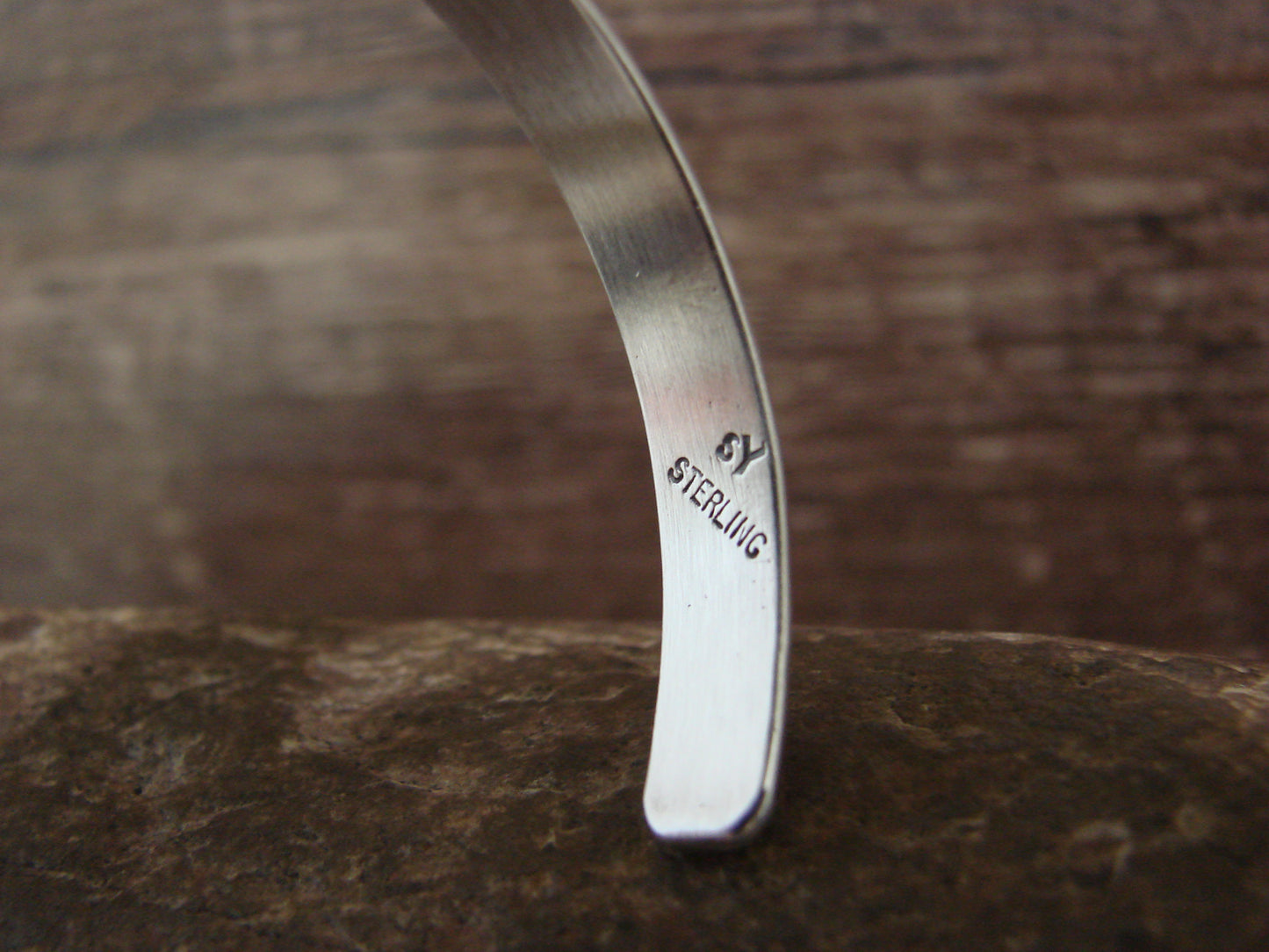 Native American Sterling Silver & Sonoran Turquoise Bracelet Signed SY