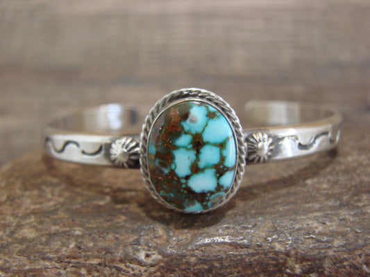 Native American Sterling Silver & Sonoran Turquoise Bracelet Signed SY