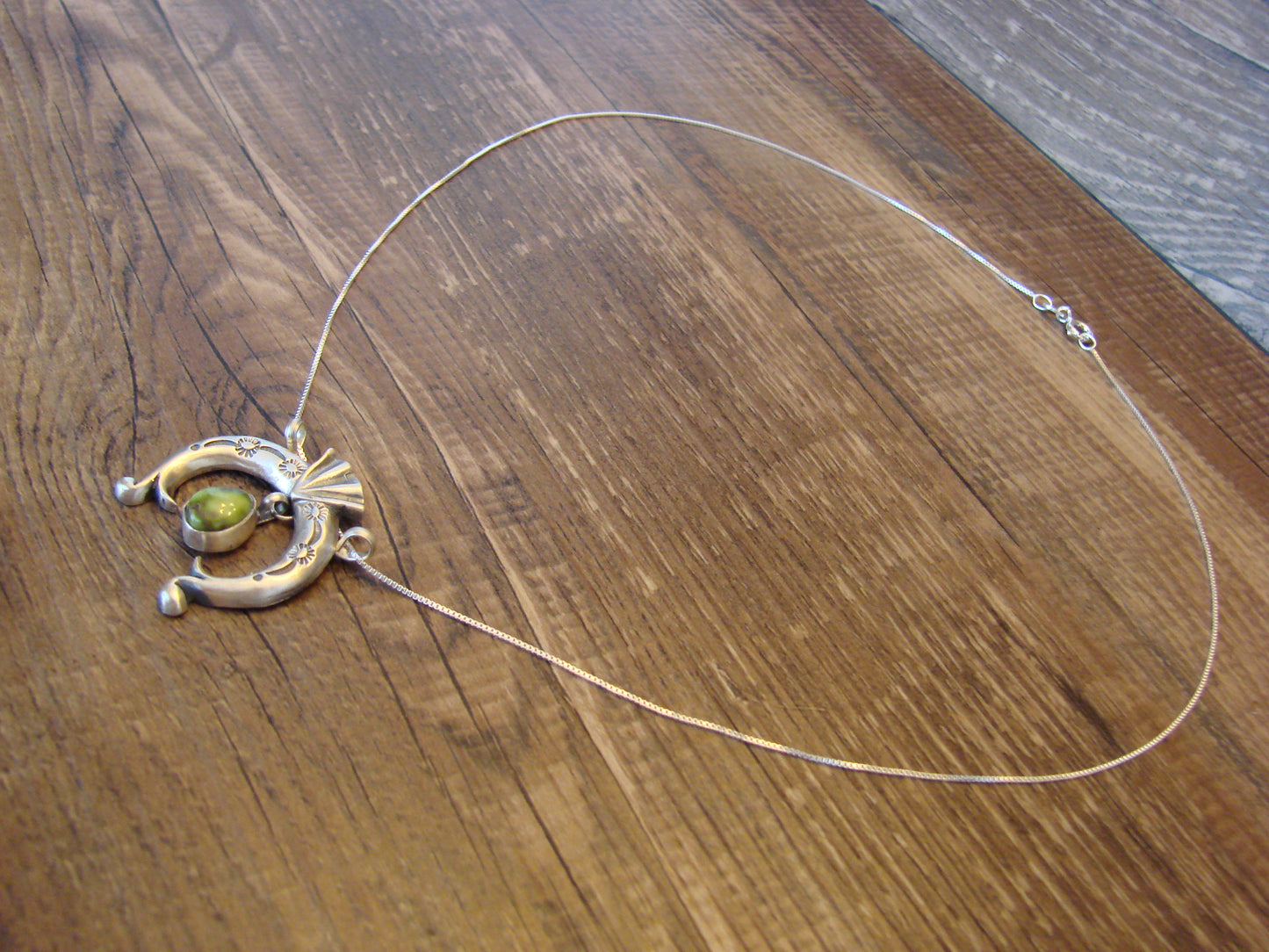 Native American Sterling Silver & Turquoise Naja Necklace by Shorty