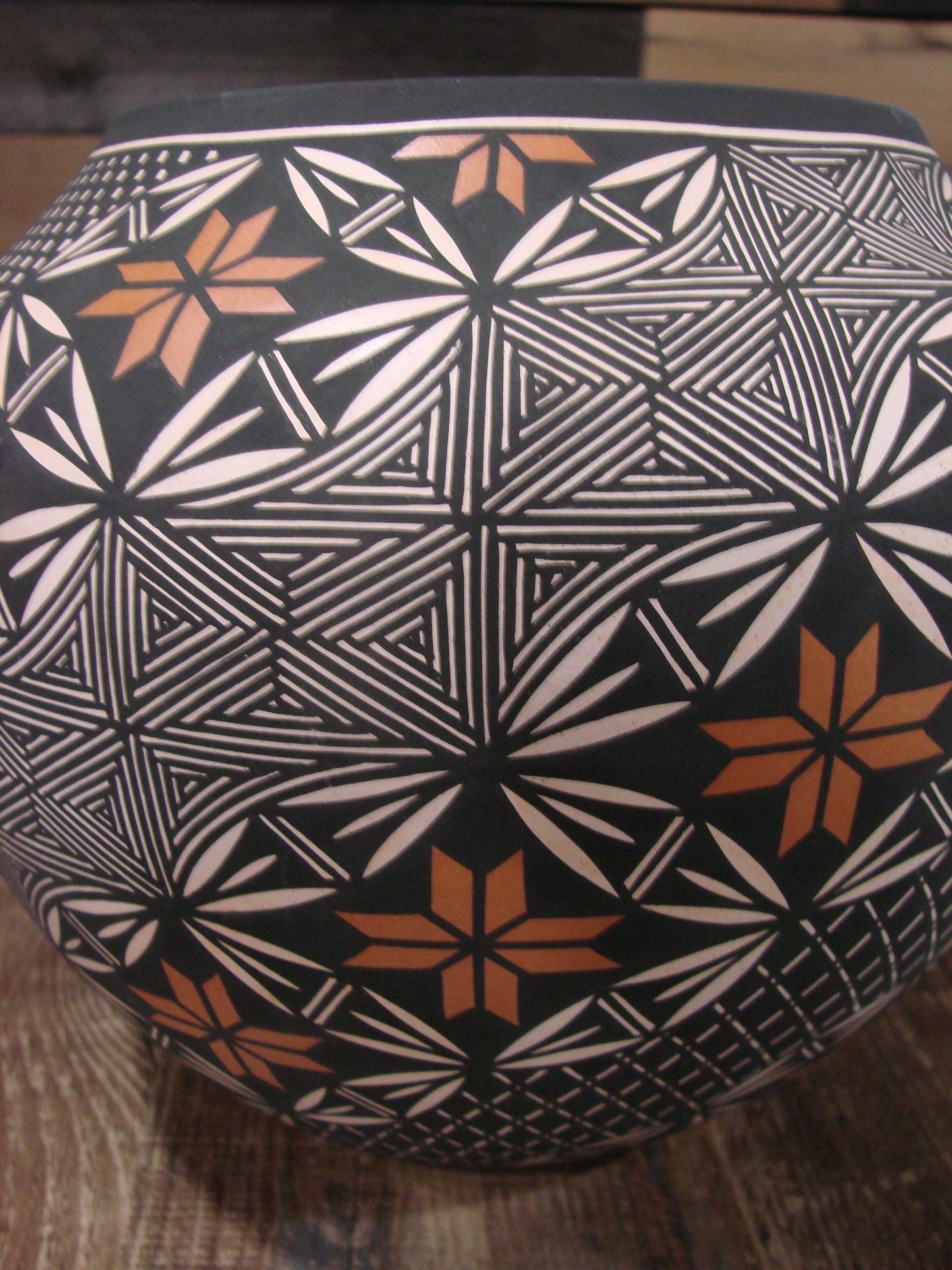 Native American Fine Line Hand Coiled Pottery by Terrance Chino Sr.