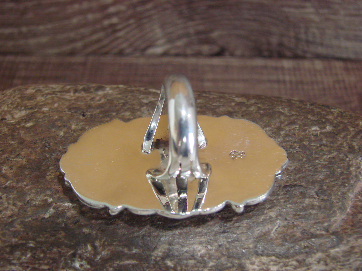 Native American Sterling Silver & White Buffalo Turquoise Ring - Delgarito- Size 6