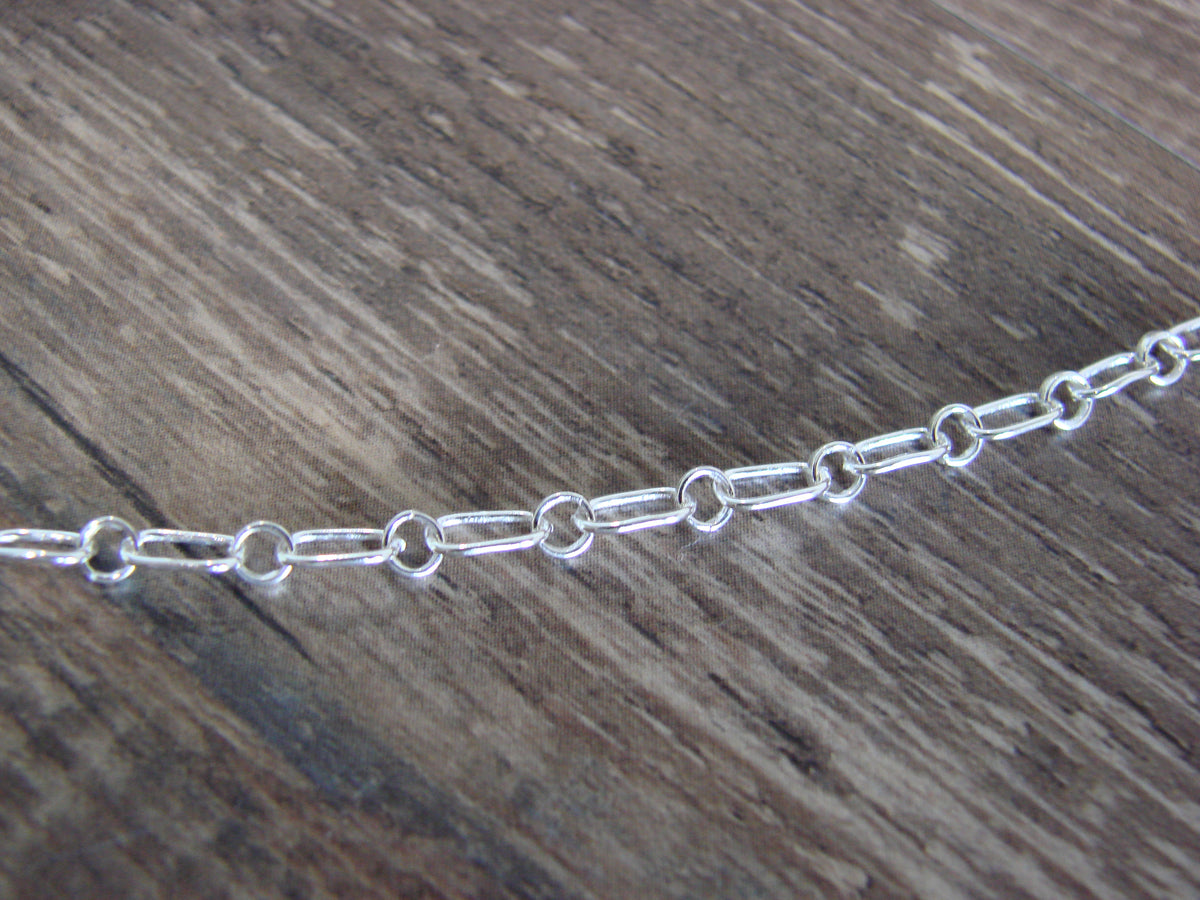 Native American Sterling Silver & White Buffalo Turquoise Link Necklace - Jack