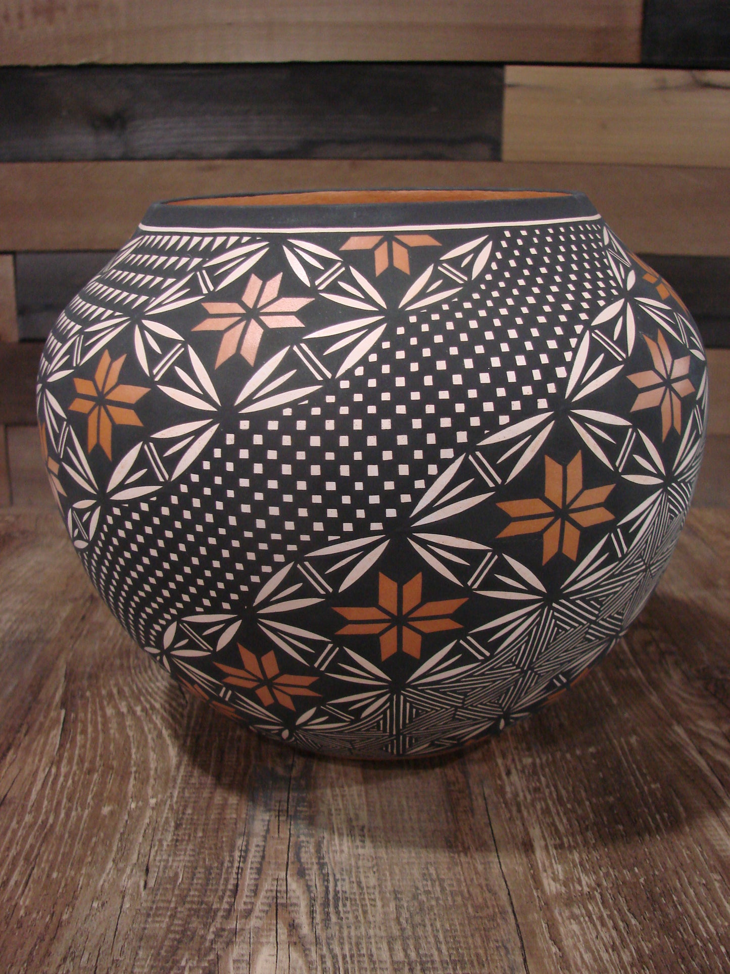 Native American Fine Line Hand Coiled Pottery by Terrance Chino Sr.