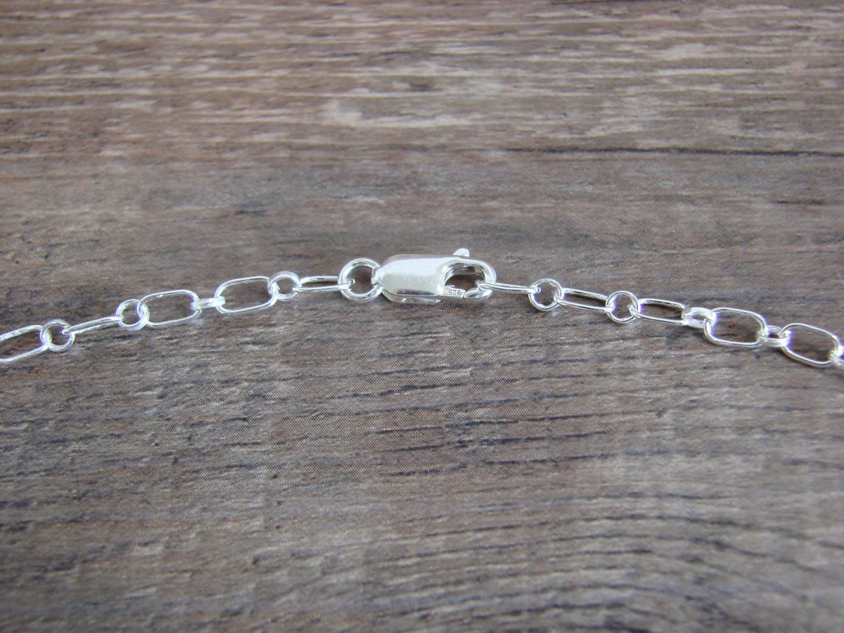 Native American Sterling Silver & White Buffalo Turquoise Link Necklace - Jack
