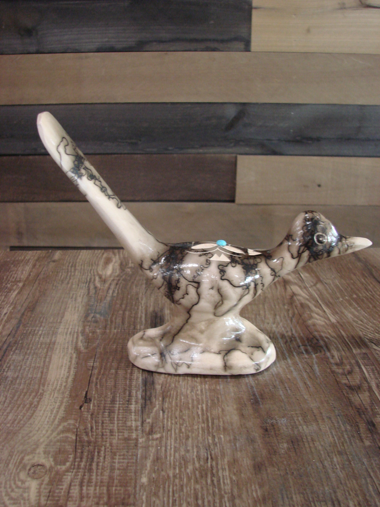 Native American Pottery Horse Hair Road Runner Sculpture by Vail