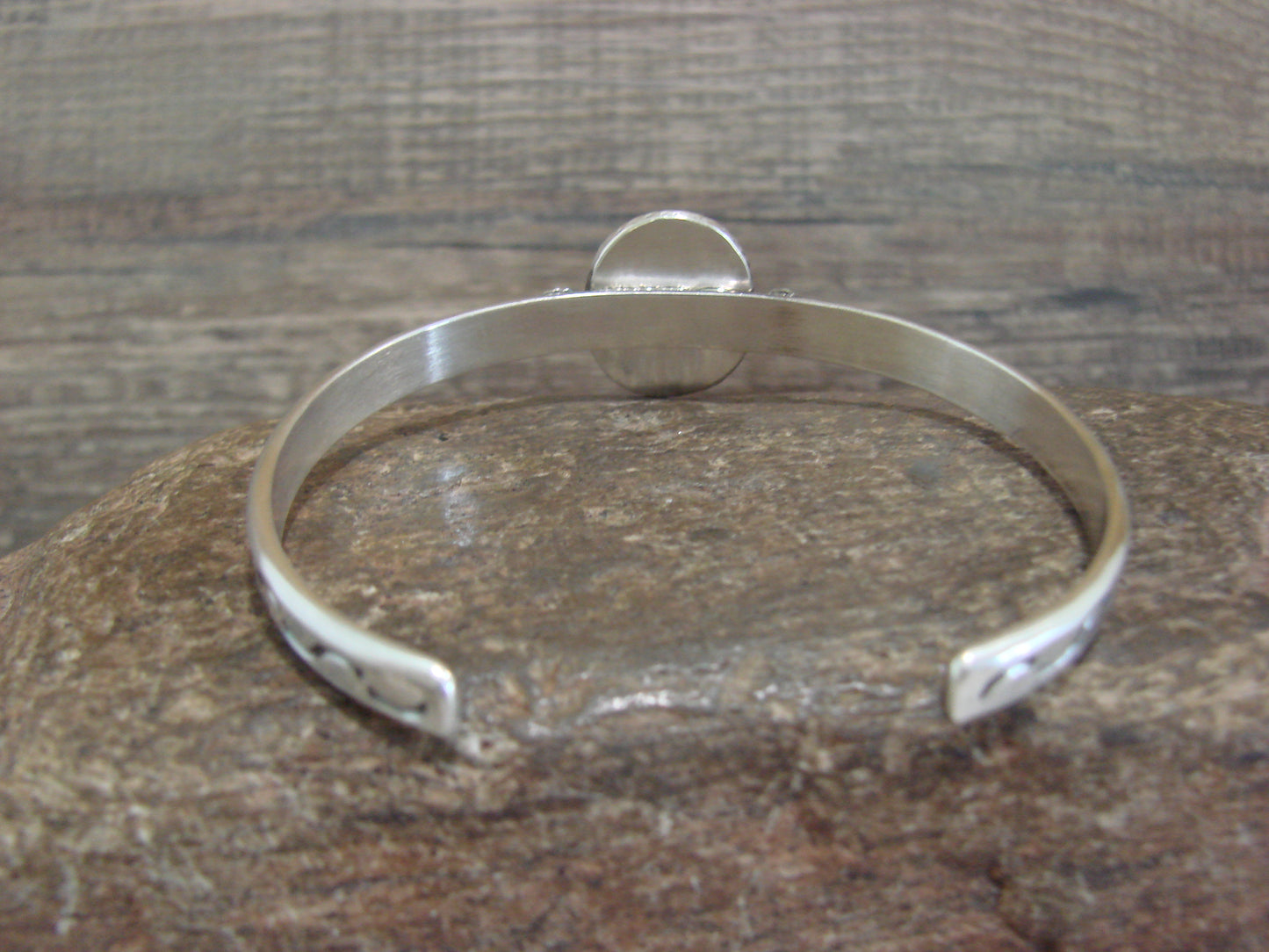 Native American Sterling Silver & Sonoran Turquoise Bracelet Signed SY