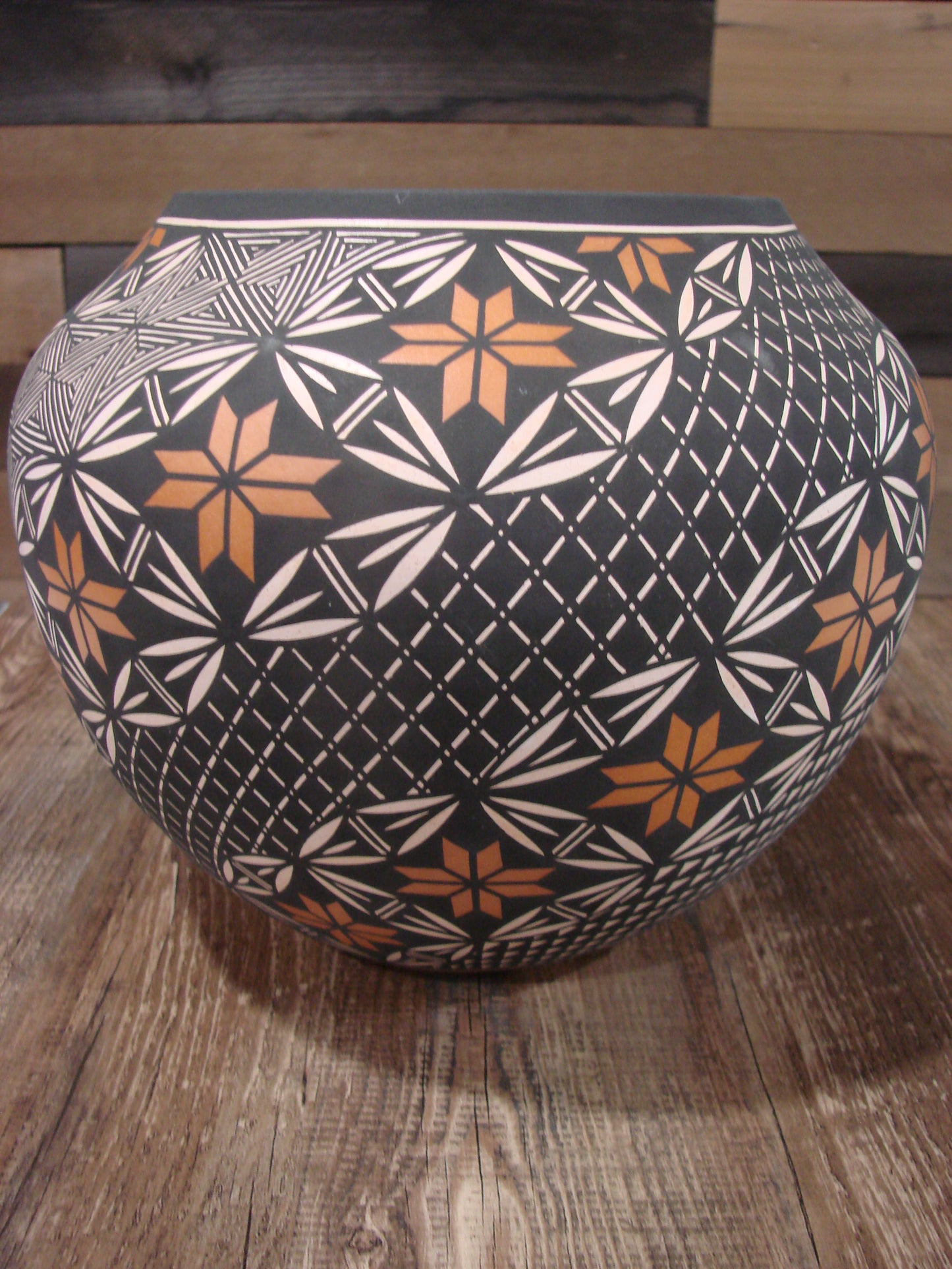 Native American Fine Line Hand Coiled Pottery by Terrance Chino Sr.