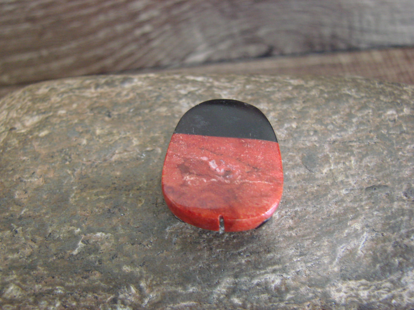 Native American Zuni Hand Carved Coral Ladybug Fetish by Lonasee