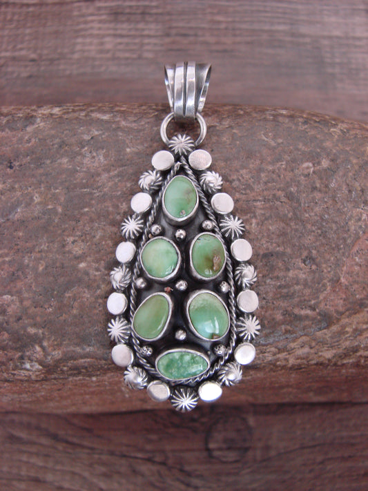 Native American Sterling Silver & Sonoran Turquoise Cluster Pendant by Gordon
