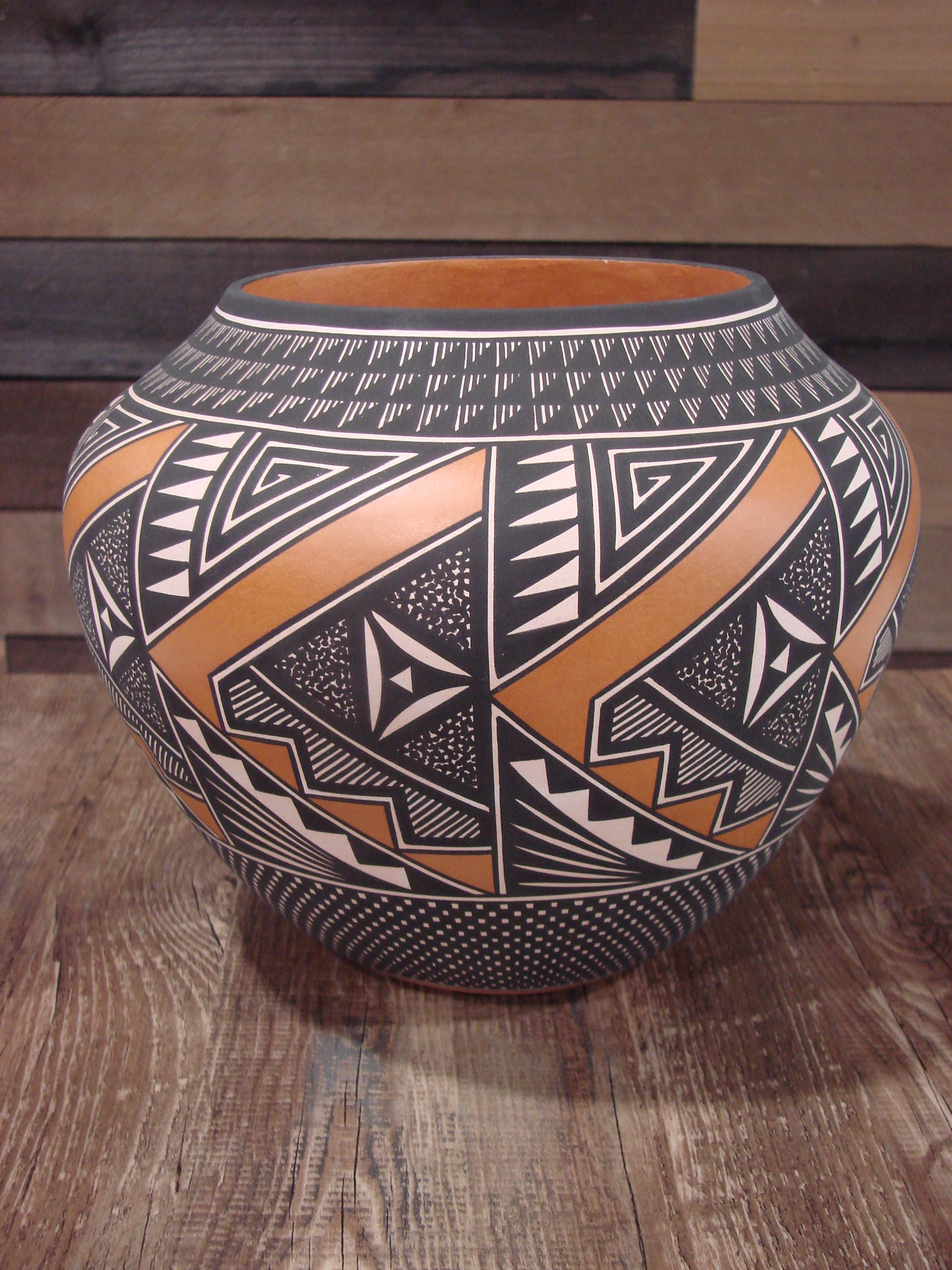 Native American Fine Line Hand Coiled Pottery by Terrance Chino Sr.