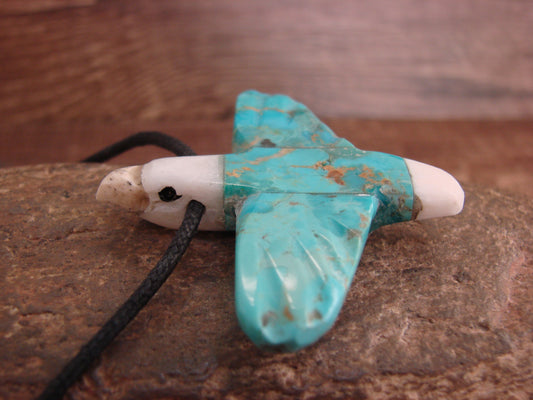 Hand Carved Turquoise Soaring Eagle Fetish Necklace by Matt Mitchell