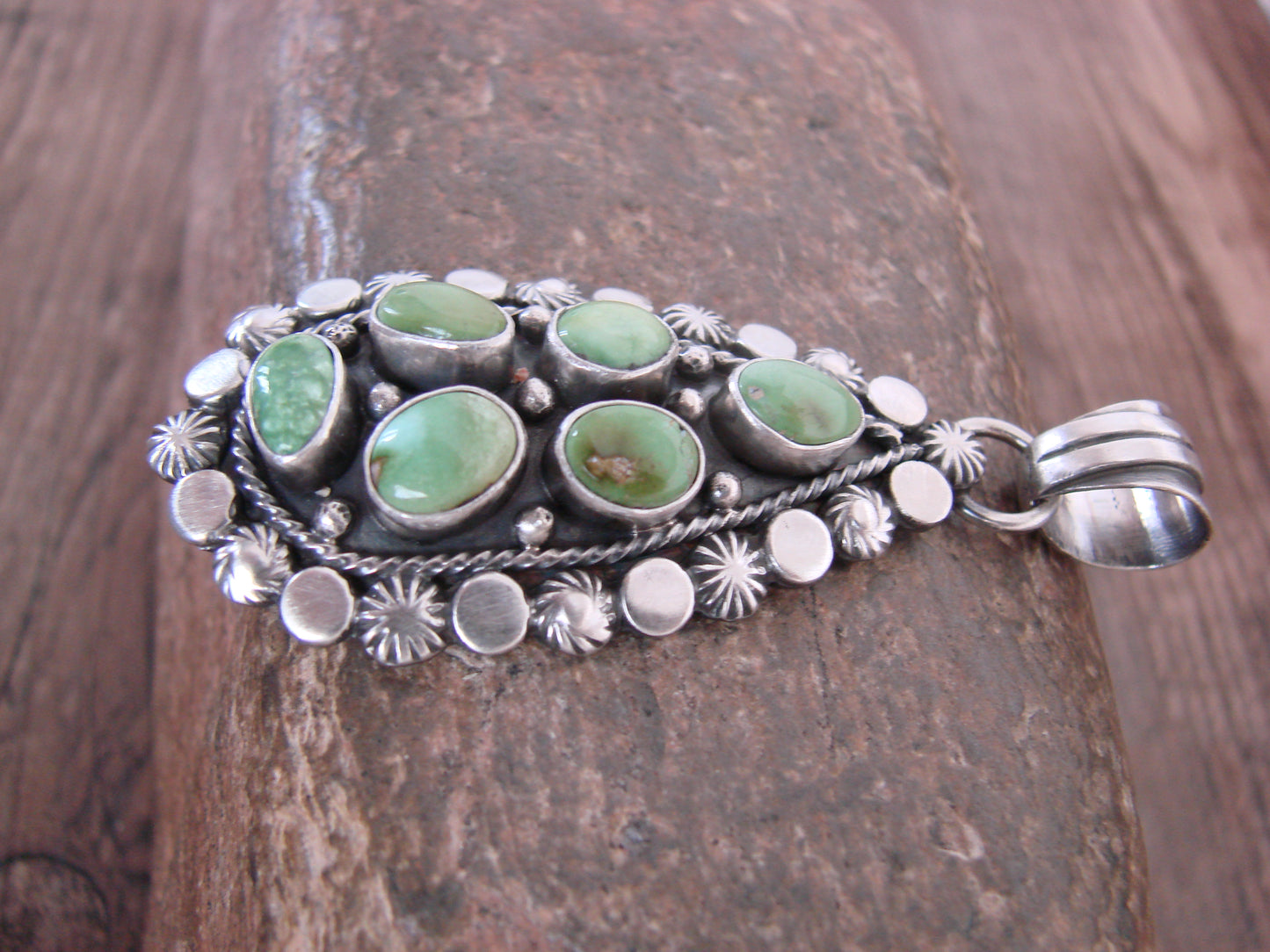 Native American Sterling Silver & Sonoran Turquoise Cluster Pendant by Gordon