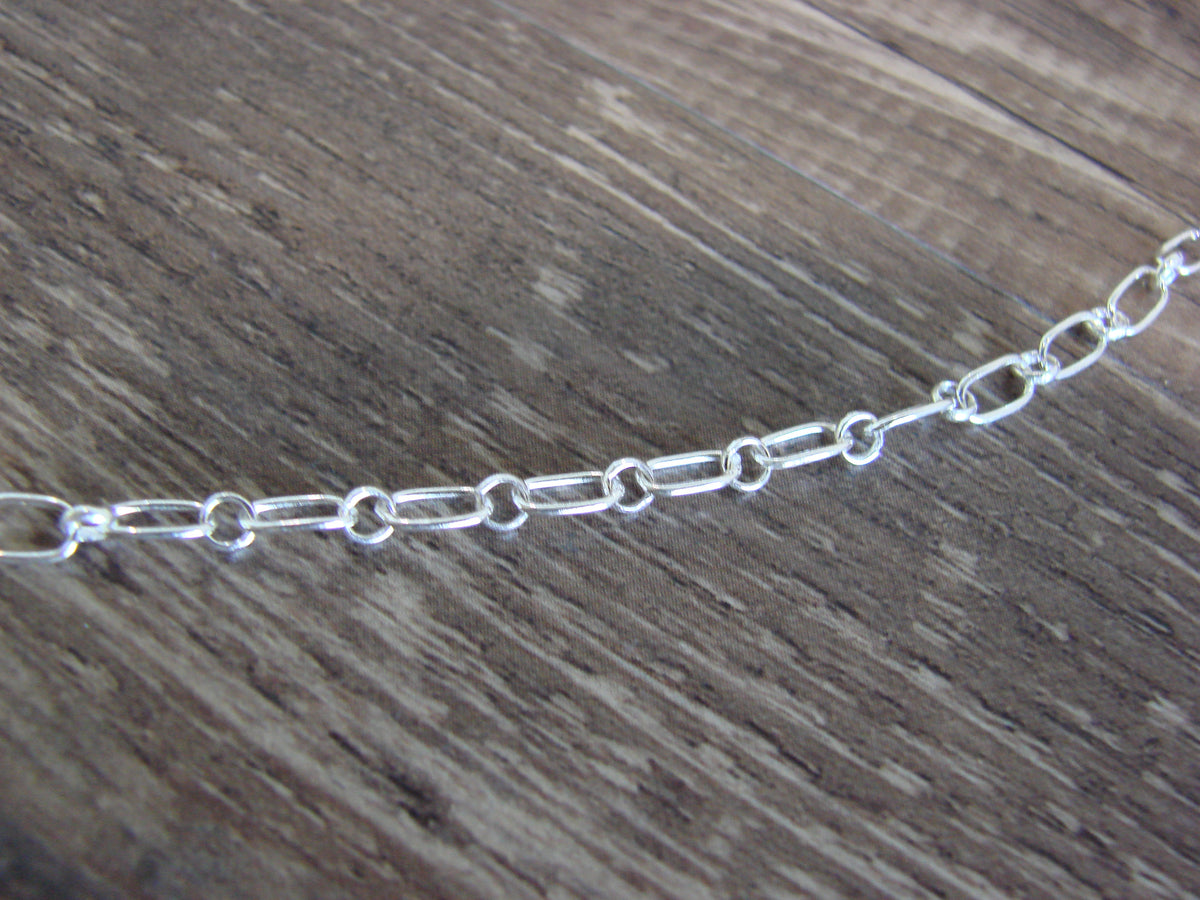 Native American Sterling Silver & White Buffalo Turquoise Link Necklace - Jack