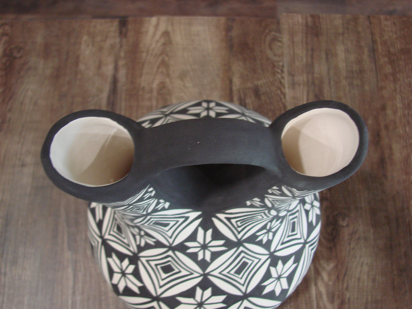 Native American Fine Line Hand Painted Wedding Vase by M. Lukee