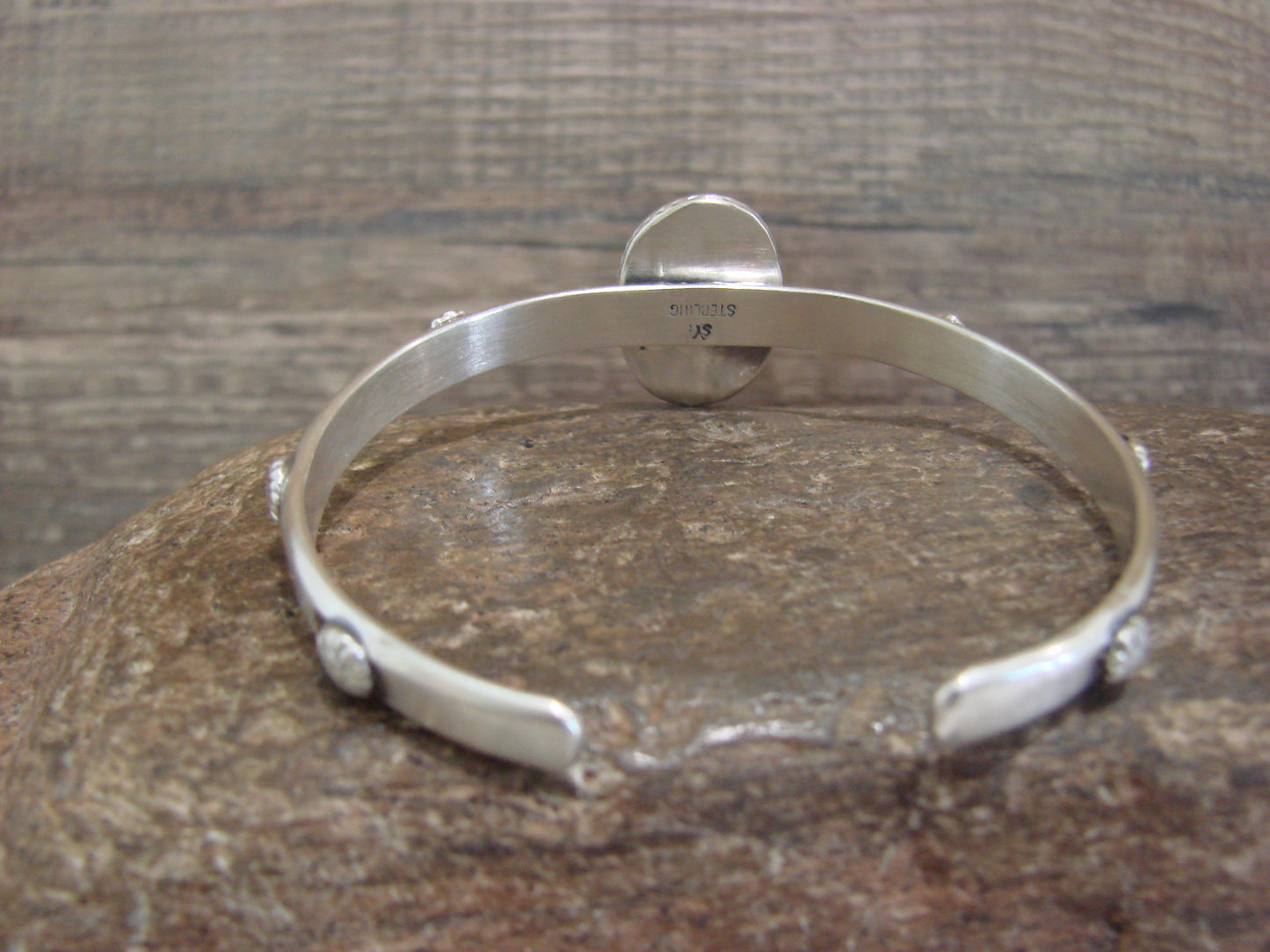 Native American Sterling Silver & Sonoran Turquoise Bracelet Signed SY