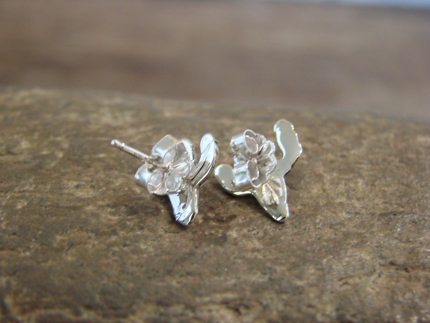Native American Sterling Silver Turquoise Cactus Stud Post Earrings - Yazzie