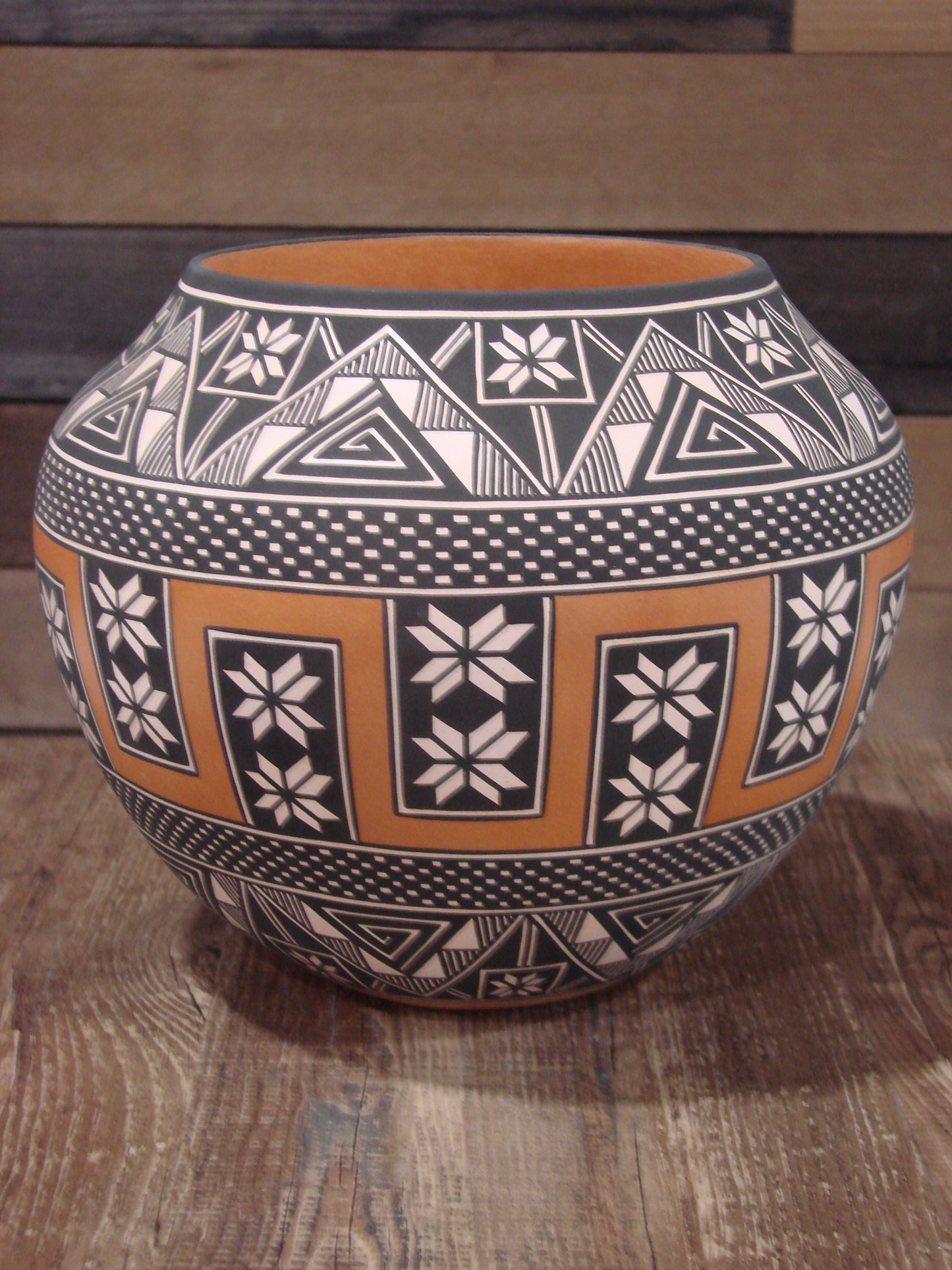 Native American Fine Line Hand Coiled Pottery by Terrance Chino Sr.