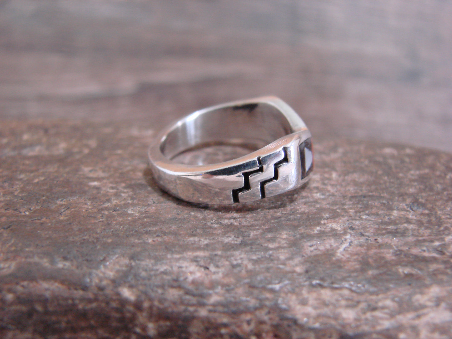 Native American Sterling Silver & Multi Stone Inlay Ring by Leekity - Size 6.5