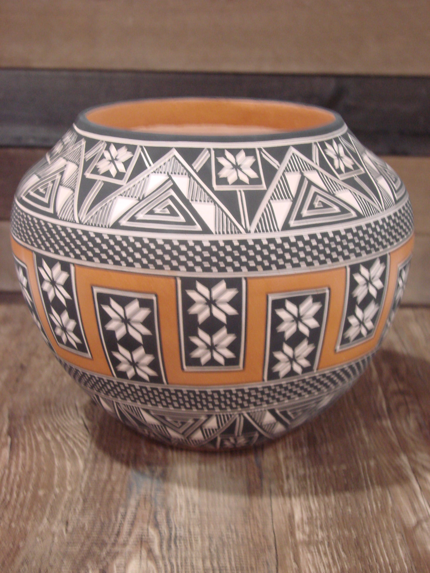 Native American Fine Line Hand Coiled Pottery by Terrance Chino Sr.