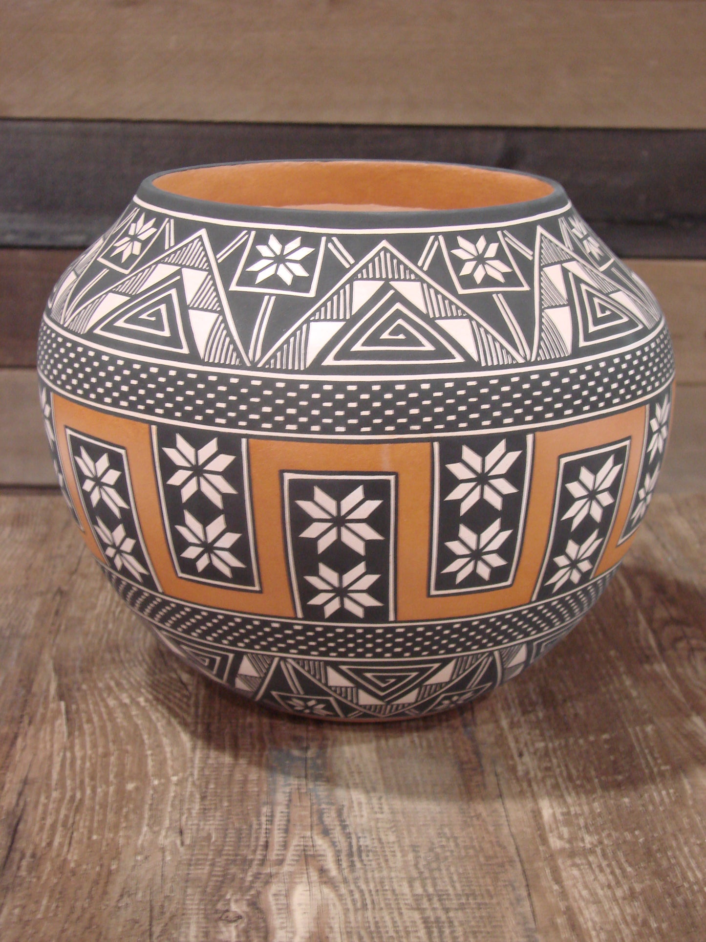 Native American Fine Line Hand Coiled Pottery by Terrance Chino Sr.