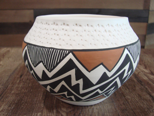 Native American Acoma Fine Line Hand Painted Pottery by B. Garcia
