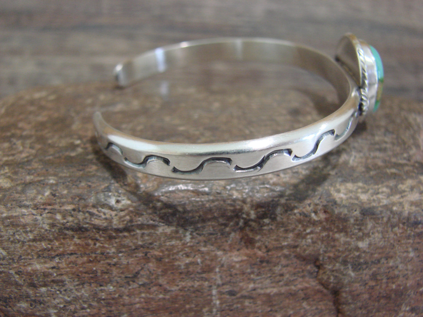 Native American Sterling Silver & Sonoran Turquoise Bracelet Signed SY