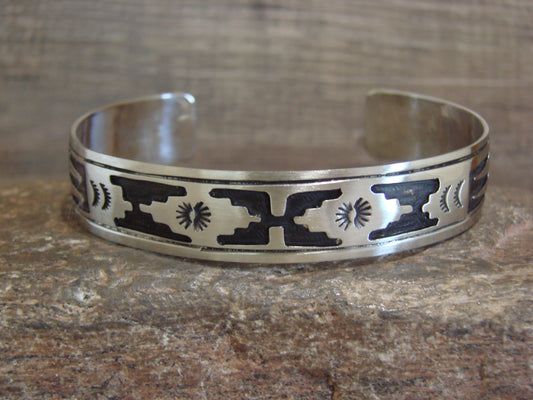 Native American Sterling Silver Petroglyph Bracelet by Begay
