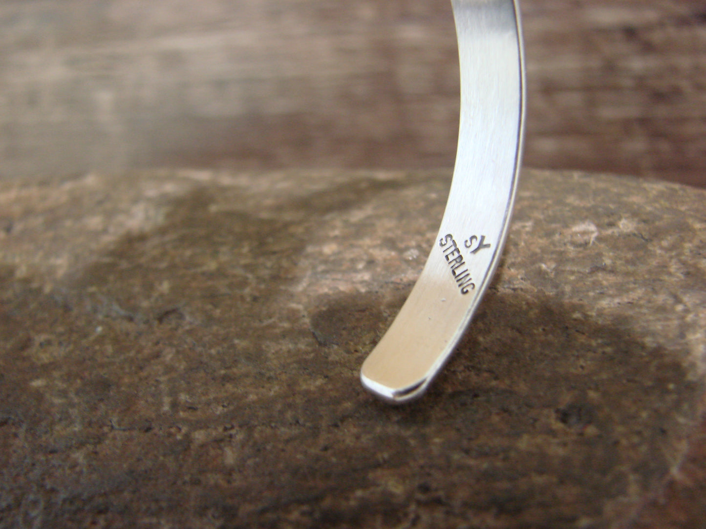 Native American Sterling Silver & Sonoran Turquoise Bracelet Signed SY