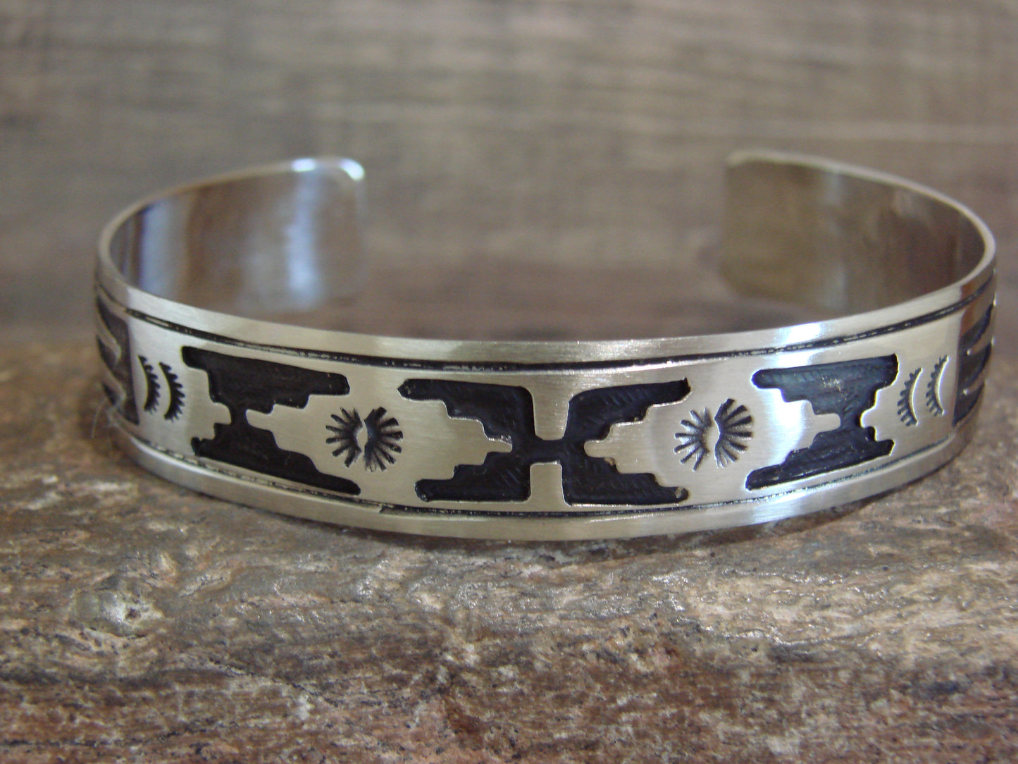 Native American Sterling Silver Petroglyph Bracelet by Begay